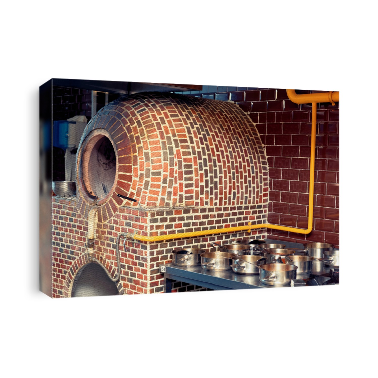 Gas heated tandoor oven in traditional Middle Eastern kitchen, toned image