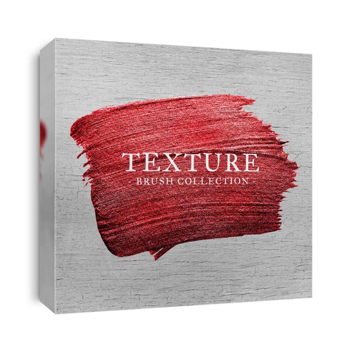 Metallic red oil paint brush stroke texture on a colored wood background